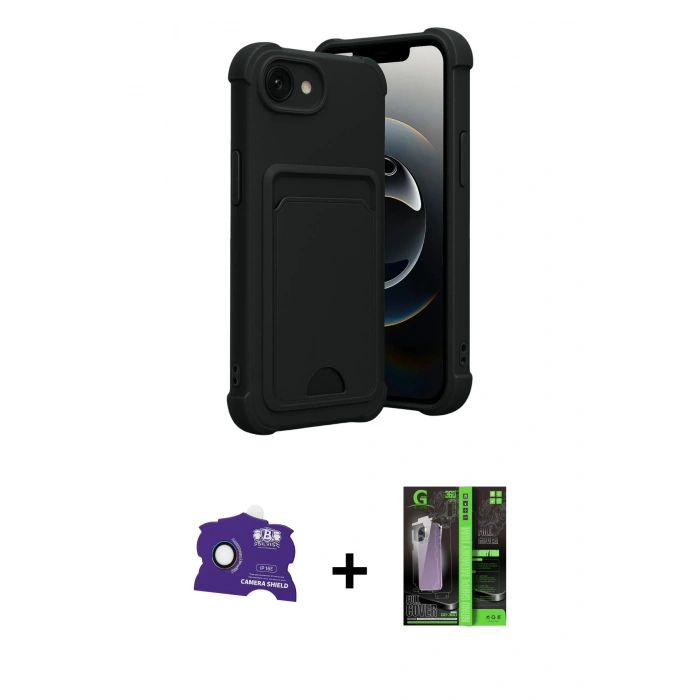 MARSİLYAN™- iPhone 16E Kılıf Vadi Çizgi Prime - Şeffaf 360 Full Body Arka Koruyucu + Bilvis Titan Kamera Lens - RW