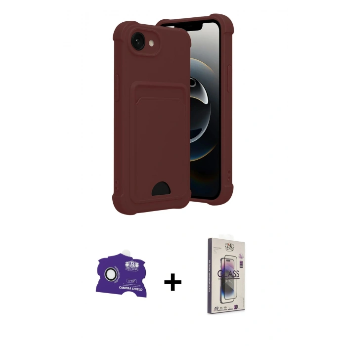MARSİLYAN™- iPhone 16E Kılıf Vadi Çizgi Prime - Siyah Bilvis 3D Cam Ekran Koruyucu + Bilvis Titan Kamera Lens - BZ
