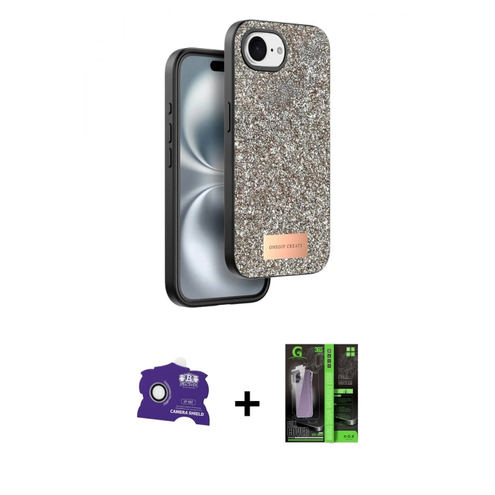MARSİLYAN™- iPhone 16E Kılıf Vadi Klasik Serisi - Şeffaf 360 Full Body Arka Koruyucu + Bilvis Titan Kamera Lens - BZ