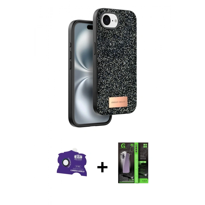 MARSİLYAN™- iPhone 16E Kılıf Vadi Klasik Serisi - Şeffaf 360 Full Body Arka Koruyucu + Bilvis Titan Kamera Lens - RW
