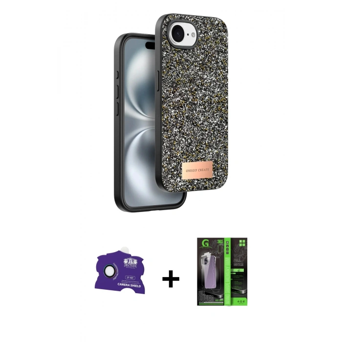 MARSİLYAN™- iPhone 16E Kılıf Vadi Klasik Serisi - Şeffaf 360 Full Body Arka Koruyucu + Bilvis Titan Kamera Lens - RW