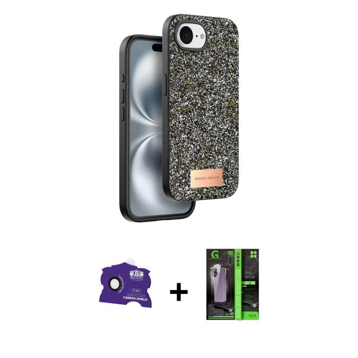 MARSİLYAN™- iPhone 16E Kılıf Vadi Klasik Serisi - Şeffaf 360 Full Body Arka Koruyucu + Bilvis Titan Kamera Lens - SH