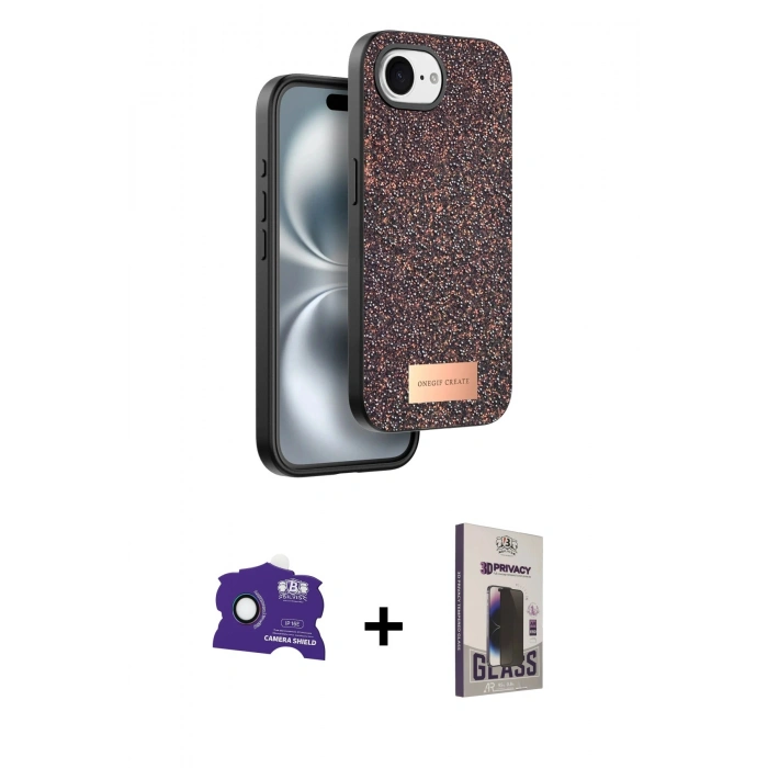 MARSİLYAN™- iPhone 16E Kılıf Vadi Klasik Serisi - Siyah Bilvis Hayalet Cam Ekran Koruyucu + Bilvis Titan Kamera Lens - RW