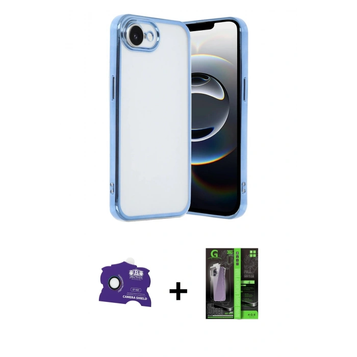 MARSİLYAN™- iPhone 16E Kılıf Vadi Minimal - Şeffaf 360 Full Body Arka Koruyucu + Bilvis Titan Kamera Lens - RW