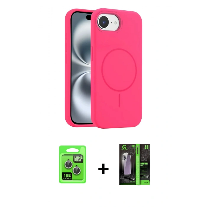 MARSİLYAN™- iPhone 16E Kılıf Yankı Form Serisi - Şeffaf 360 Full Body Arka Koruyucu + Raze Metal Kamera Lens - GS