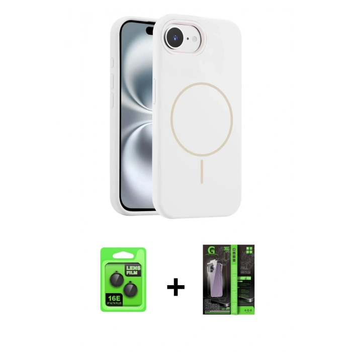 MARSİLYAN™- iPhone 16E Kılıf Yankı Form Serisi - Şeffaf 360 Full Body Arka Koruyucu + Raze Metal Kamera Lens - SH
