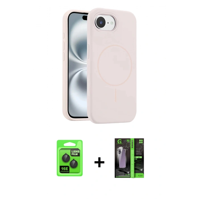 MARSİLYAN™- iPhone 16E Kılıf Yankı Form Serisi - Şeffaf 360 Full Body Arka Koruyucu + Raze Metal Kamera Lens - SH