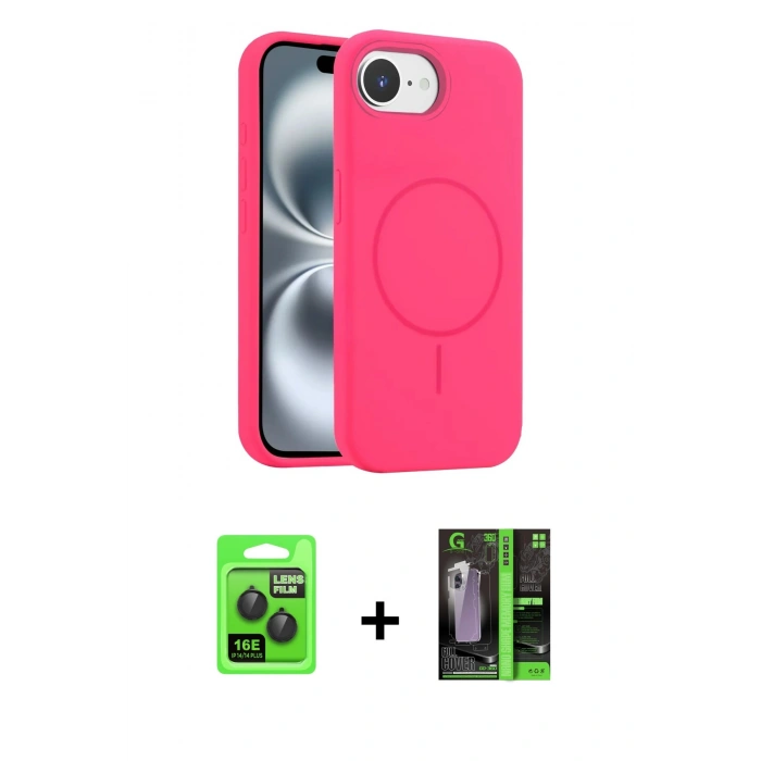 MARSİLYAN™- iPhone 16E Kılıf Yankı Form Serisi - Şeffaf 360 Full Body Arka Koruyucu + Raze Metal Kamera Lens - SH