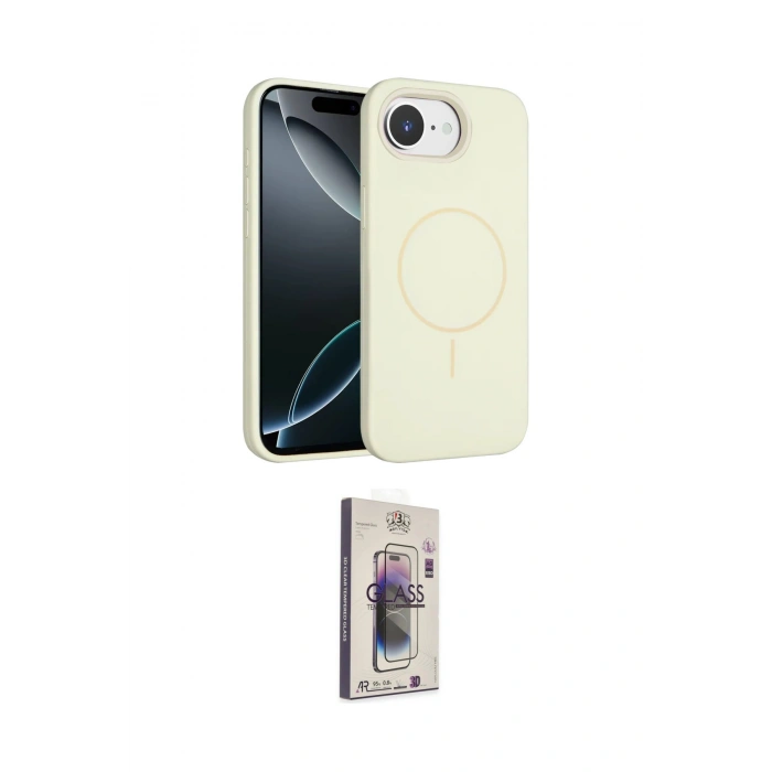 MARSİLYAN™- iPhone 16E Kılıf Yankı Form Serisi - Siyah Bilvis 3D Cam Ekran Koruyucu