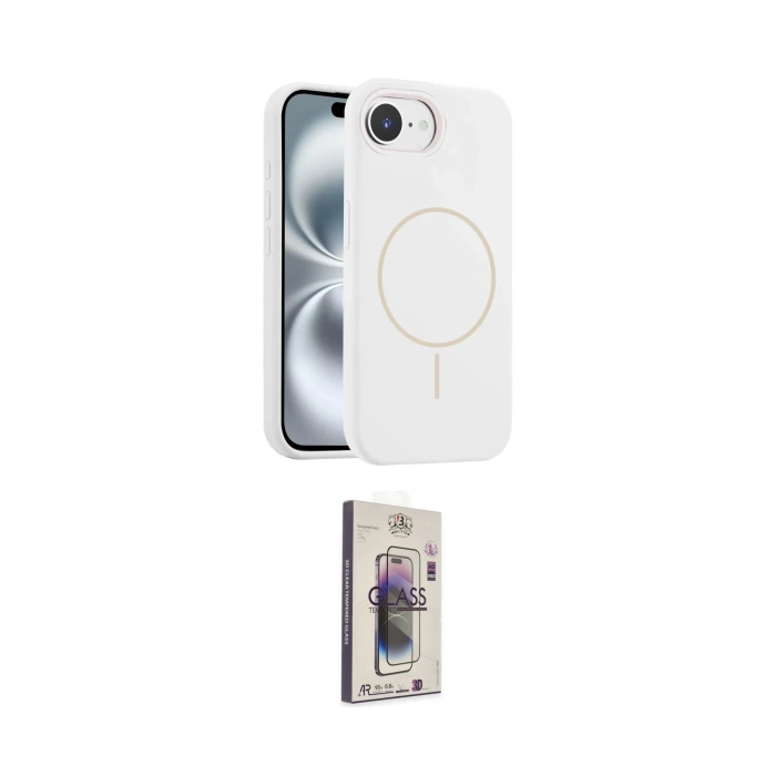 MARSİLYAN™- iPhone 16E Kılıf Yankı Form Serisi - Siyah Bilvis 3D Cam Ekran Koruyucu