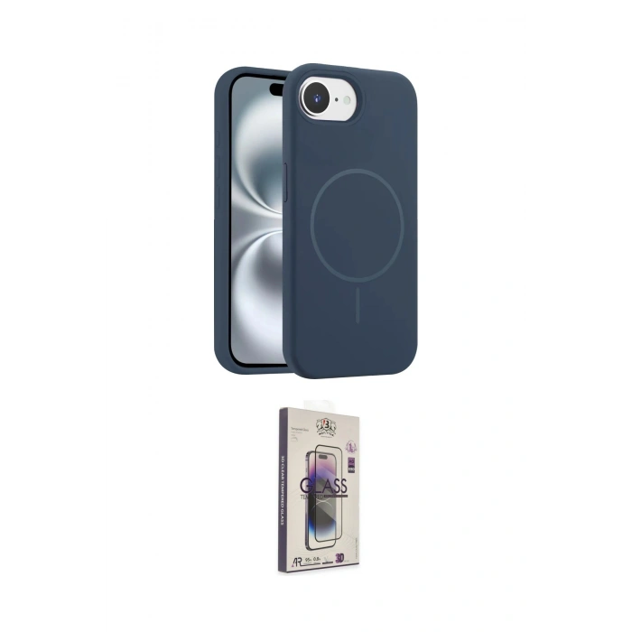 MARSİLYAN™- iPhone 16E Kılıf Yankı Form Serisi - Siyah Bilvis 3D Cam Ekran Koruyucu