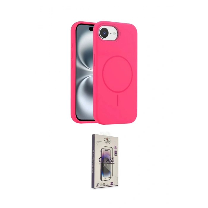 MARSİLYAN™- iPhone 16E Kılıf Yankı Form Serisi - Siyah Bilvis 3D Cam Ekran Koruyucu
