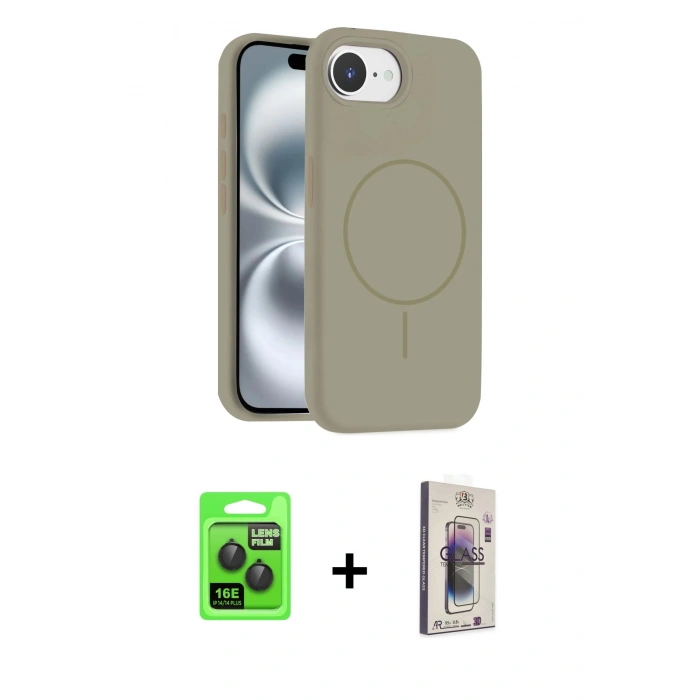 MARSİLYAN™- iPhone 16E Kılıf Yankı Form Serisi - Siyah Bilvis 3D Cam Ekran Koruyucu + Raze Metal Kamera Lens - SH