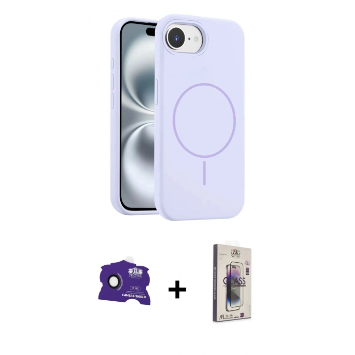 MARSİLYAN™- iPhone 16E Kılıf Yankı Form Serisi - Siyah Bilvis 3D Cam Ekran Koruyucu + Bilvis Titan Kamera Lens - SH