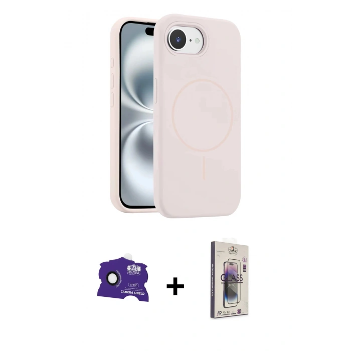 MARSİLYAN™- iPhone 16E Kılıf Yankı Form Serisi - Siyah Bilvis 3D Cam Ekran Koruyucu + Bilvis Titan Kamera Lens - SH