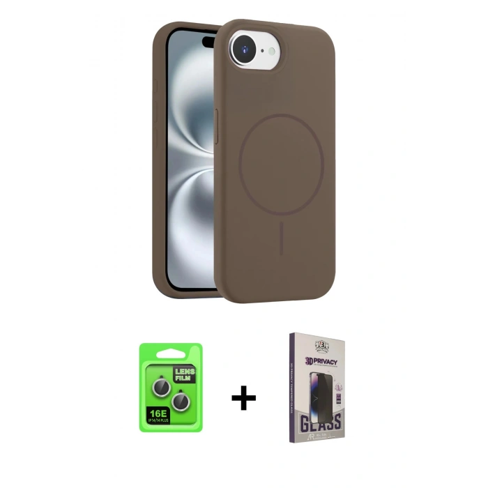 MARSİLYAN™- iPhone 16E Kılıf Yankı Form Serisi - Siyah Bilvis Hayalet Cam Ekran Koruyucu + Raze Metal Kamera Lens - GS