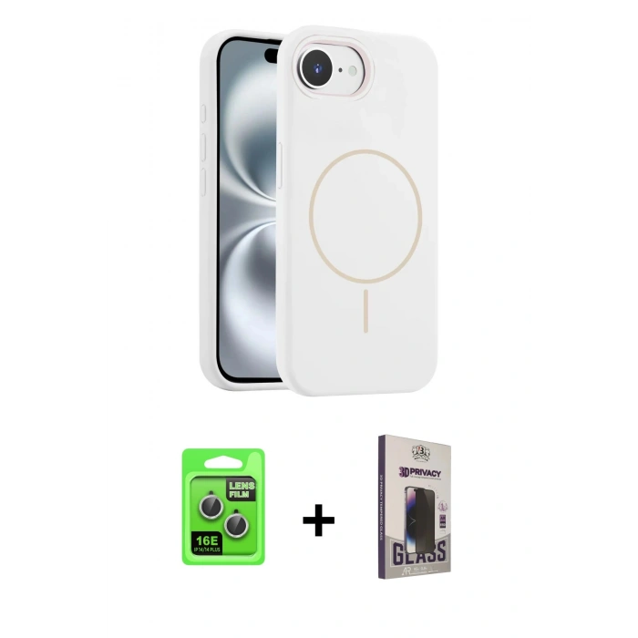 MARSİLYAN™- iPhone 16E Kılıf Yankı Form Serisi - Siyah Bilvis Hayalet Cam Ekran Koruyucu + Raze Metal Kamera Lens - GS