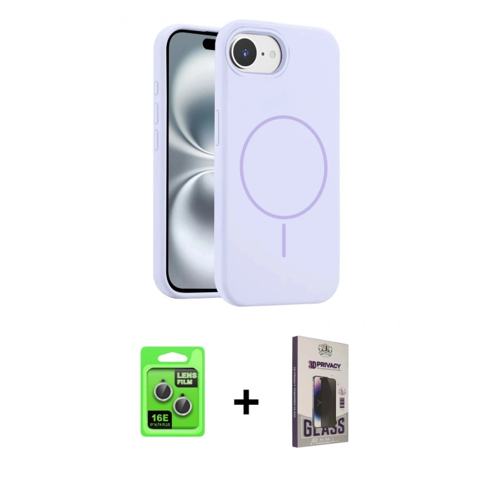 MARSİLYAN™- iPhone 16E Kılıf Yankı Form Serisi - Siyah Bilvis Hayalet Cam Ekran Koruyucu + Raze Metal Kamera Lens - GS