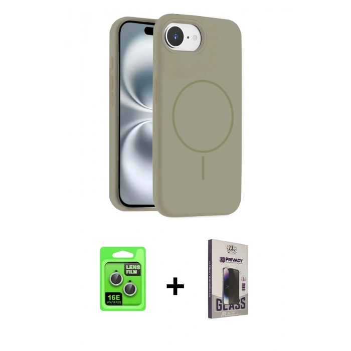 MARSİLYAN™- iPhone 16E Kılıf Yankı Form Serisi - Siyah Bilvis Hayalet Cam Ekran Koruyucu + Raze Metal Kamera Lens - GS