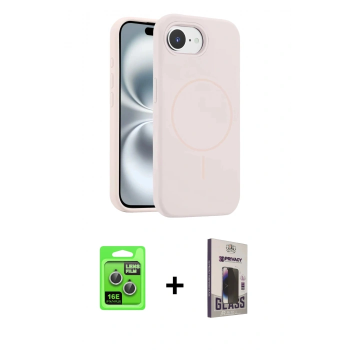 MARSİLYAN™- iPhone 16E Kılıf Yankı Form Serisi - Siyah Bilvis Hayalet Cam Ekran Koruyucu + Raze Metal Kamera Lens - GS