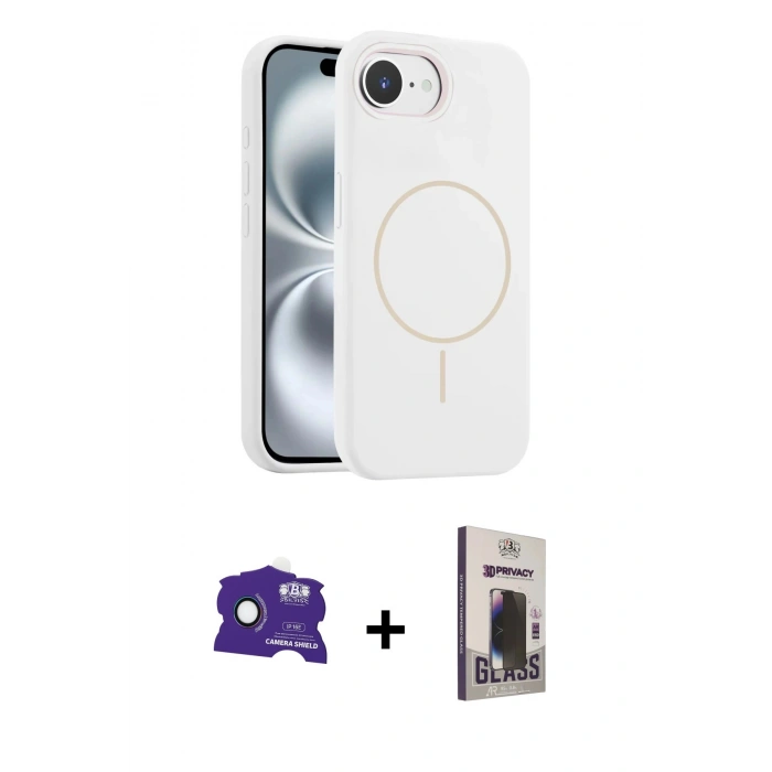 MARSİLYAN™- iPhone 16E Kılıf Yankı Form Serisi - Siyah Bilvis Hayalet Cam Ekran Koruyucu + Bilvis Titan Kamera Lens - RW