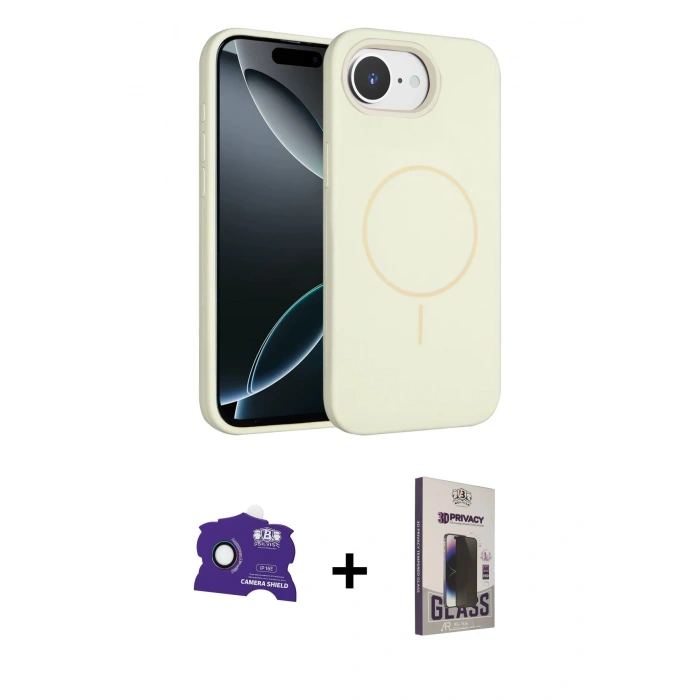 MARSİLYAN™- iPhone 16E Kılıf Yankı Form Serisi - Siyah Bilvis Hayalet Cam Ekran Koruyucu + Bilvis Titan Kamera Lens - RW