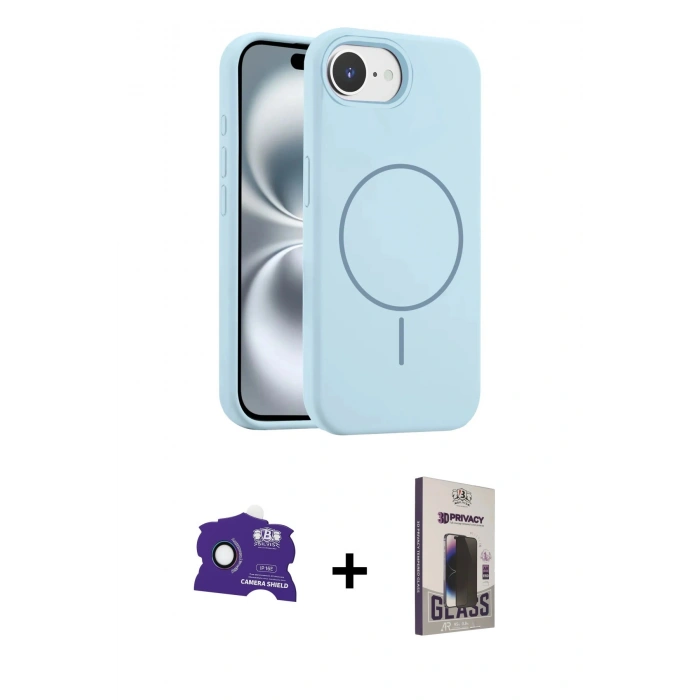 MARSİLYAN™- iPhone 16E Kılıf Yankı Form Serisi - Siyah Bilvis Hayalet Cam Ekran Koruyucu + Bilvis Titan Kamera Lens - RW