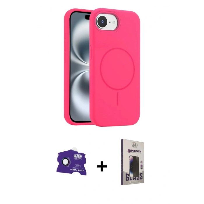 MARSİLYAN™- iPhone 16E Kılıf Yankı Form Serisi - Siyah Bilvis Hayalet Cam Ekran Koruyucu + Bilvis Titan Kamera Lens - RW