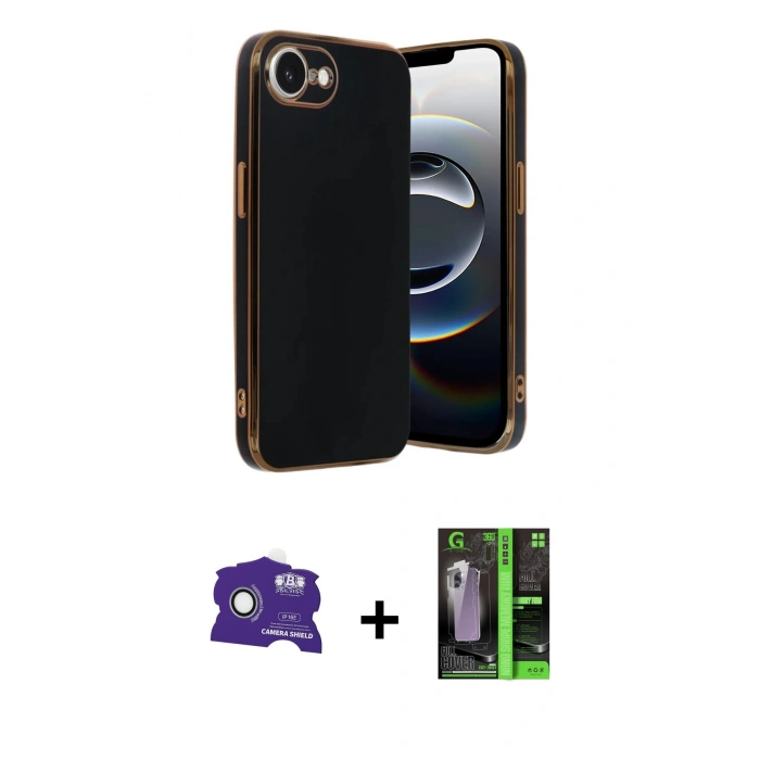 MARSİLYAN™- iPhone 16E Kılıf Yankı Serisi - Şeffaf 360 Full Body Arka Koruyucu + Bilvis Titan Kamera Lens - BZ