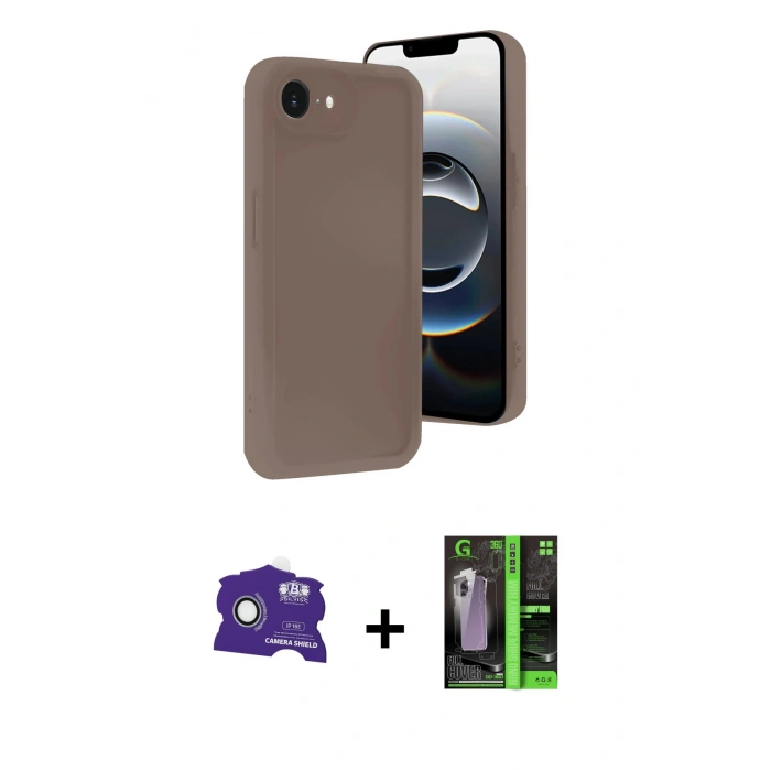 MARSİLYAN™- iPhone 16E Kılıf Yankı Yansıma Özel Seri - Şeffaf 360 Full Body Arka Koruyucu + Bilvis Titan Kamera Lens - BZ
