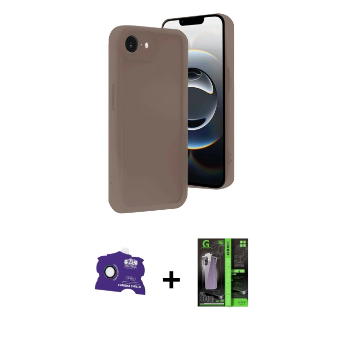 MARSİLYAN™- iPhone 16E Kılıf Yankı Yansıma Özel Seri - Şeffaf 360 Full Body Arka Koruyucu + Bilvis Titan Kamera Lens - RW