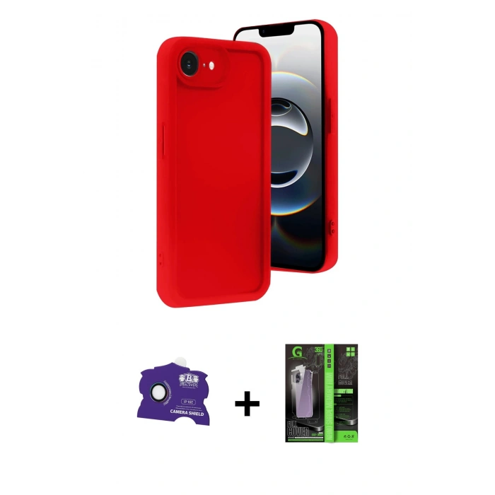 MARSİLYAN™- iPhone 16E Kılıf Yankı Yansıma Özel Seri - Şeffaf 360 Full Body Arka Koruyucu + Bilvis Titan Kamera Lens - RW