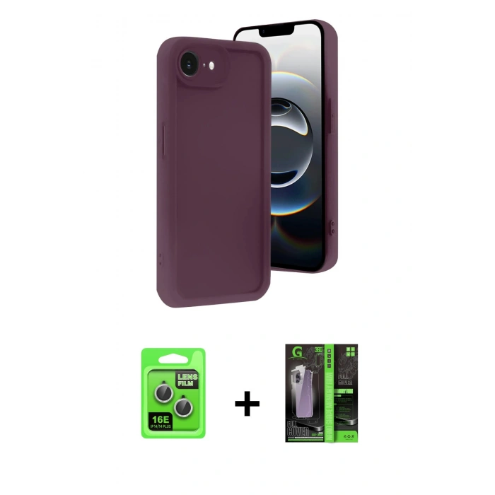 MARSİLYAN™- iPhone 16E Kılıf Yankı Yansıma Özel Seri - Şeffaf 360 Full Body Arka Koruyucu + Raze Metal Kamera Lens - GS