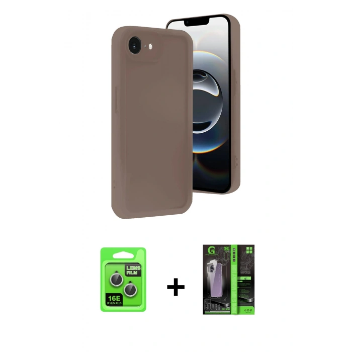MARSİLYAN™- iPhone 16E Kılıf Yankı Yansıma Özel Seri - Şeffaf 360 Full Body Arka Koruyucu + Raze Metal Kamera Lens - GS