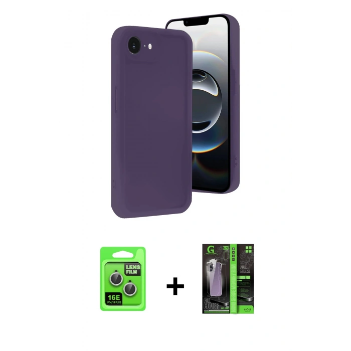 MARSİLYAN™- iPhone 16E Kılıf Yankı Yansıma Özel Seri - Şeffaf 360 Full Body Arka Koruyucu + Raze Metal Kamera Lens - GS