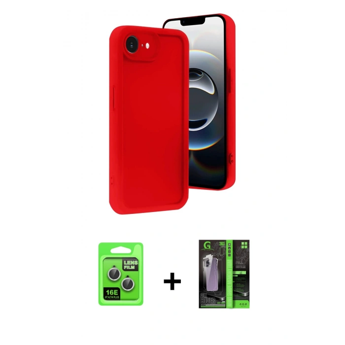 MARSİLYAN™- iPhone 16E Kılıf Yankı Yansıma Özel Seri - Şeffaf 360 Full Body Arka Koruyucu + Raze Metal Kamera Lens - GS