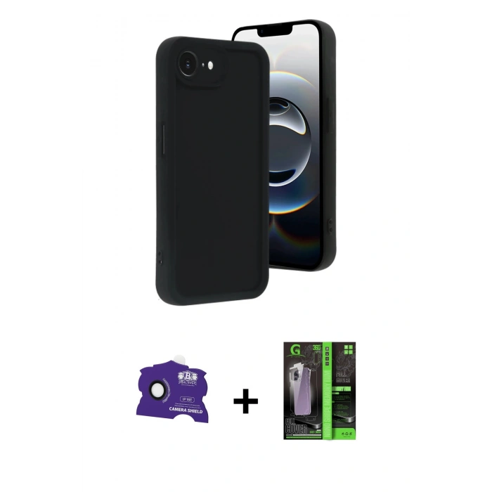 MARSİLYAN™- iPhone 16E Kılıf Yankı Yansıma Özel Seri - Şeffaf 360 Full Body Arka Koruyucu + Bilvis Titan Kamera Lens - SH