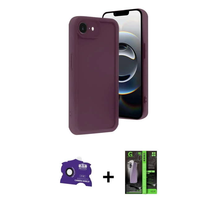 MARSİLYAN™- iPhone 16E Kılıf Yankı Yansıma Özel Seri - Şeffaf 360 Full Body Arka Koruyucu + Bilvis Titan Kamera Lens - SH