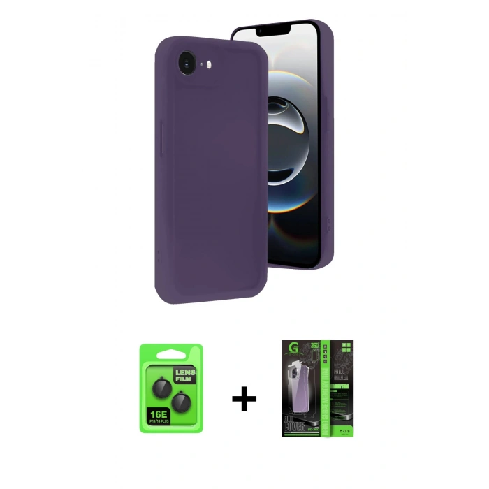 MARSİLYAN™- iPhone 16E Kılıf Yankı Yansıma Özel Seri - Şeffaf 360 Full Body Arka Koruyucu + Raze Metal Kamera Lens - SH