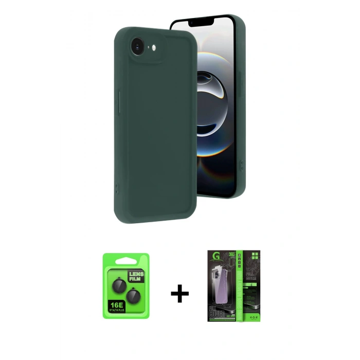MARSİLYAN™- iPhone 16E Kılıf Yankı Yansıma Özel Seri - Şeffaf 360 Full Body Arka Koruyucu + Raze Metal Kamera Lens - SH