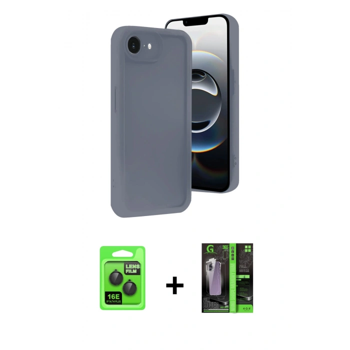 MARSİLYAN™- iPhone 16E Kılıf Yankı Yansıma Özel Seri - Şeffaf 360 Full Body Arka Koruyucu + Raze Metal Kamera Lens - SH