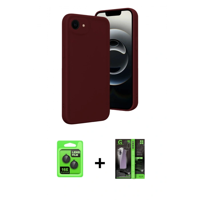 MARSİLYAN™- iPhone 16E Kılıf Yankı Yansıma Özel Seri - Şeffaf 360 Full Body Arka Koruyucu + Raze Metal Kamera Lens - SH
