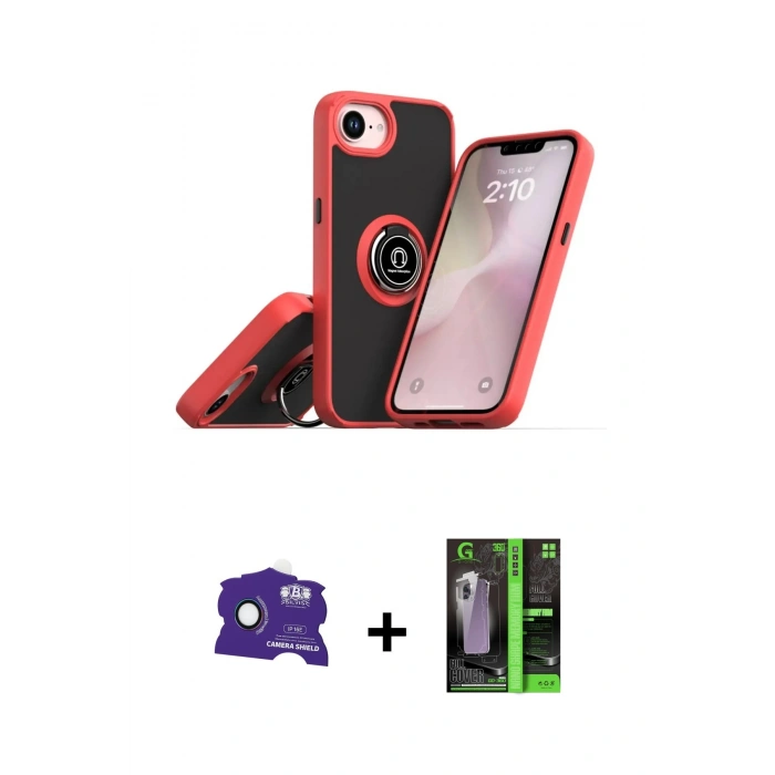 MARSİLYAN™- iPhone 16E Kılıf Yörünge Çizgi - Şeffaf 360 Full Body Arka Koruyucu + Bilvis Titan Kamera Lens - RW