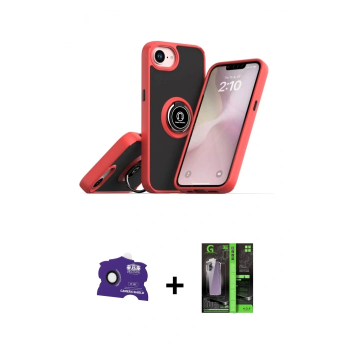 MARSİLYAN™- iPhone 16E Kılıf Yörünge Çizgi - Şeffaf 360 Full Body Arka Koruyucu + Bilvis Titan Kamera Lens - SH