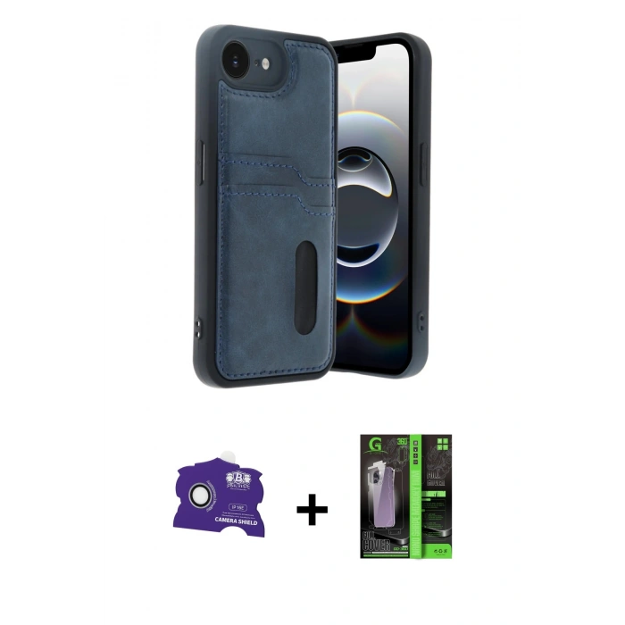 MARSİLYAN™- iPhone 16E Kılıf Yörünge Işık Serisi - Şeffaf 360 Full Body Arka Koruyucu + Bilvis Titan Kamera Lens - BZ