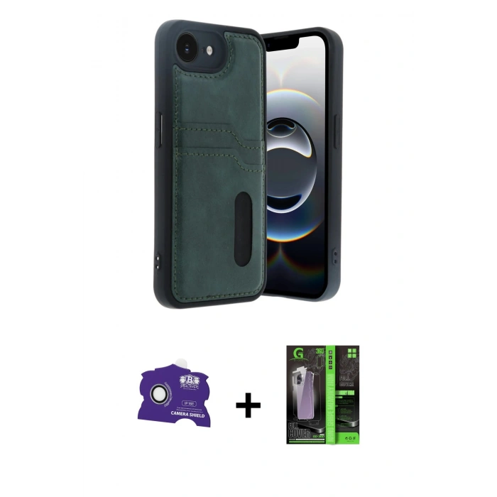 MARSİLYAN™- iPhone 16E Kılıf Yörünge Işık Serisi - Şeffaf 360 Full Body Arka Koruyucu + Bilvis Titan Kamera Lens - BZ