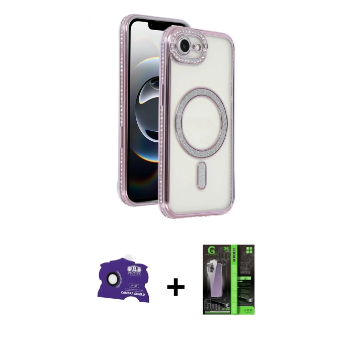 MARSİLYAN™- iPhone 16E Kılıf Zirve Doku Prime - Şeffaf 360 Full Body Arka Koruyucu + Bilvis Titan Kamera Lens - SH