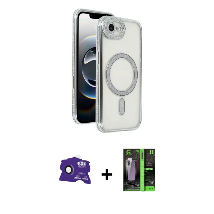 MARSİLYAN™- iPhone 16E Kılıf Zirve Doku Prime - Şeffaf 360 Full Body Arka Koruyucu + Bilvis Titan Kamera Lens - SH