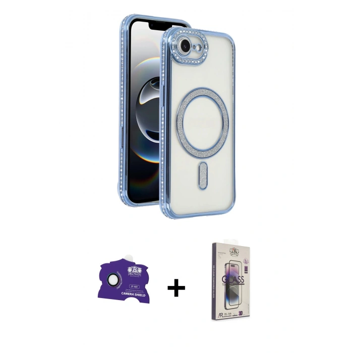 MARSİLYAN™- iPhone 16E Kılıf Zirve Doku Prime - Siyah Bilvis 3D Cam Ekran Koruyucu + Bilvis Titan Kamera Lens - RW