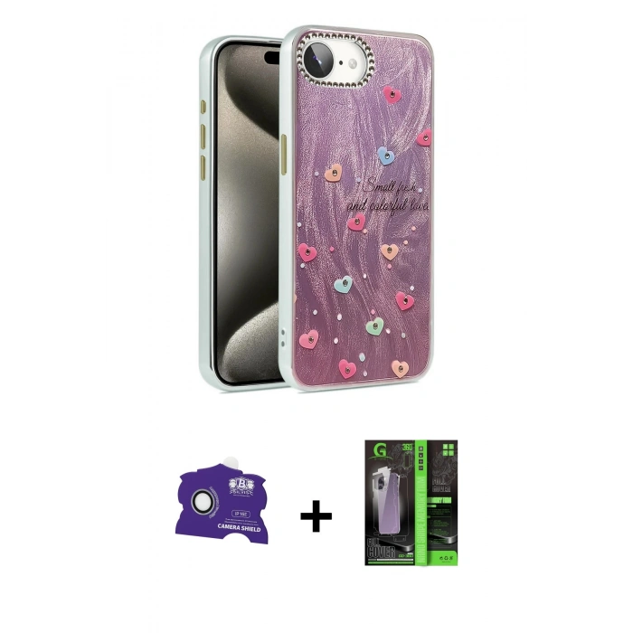 MARSİLYAN™- iPhone 16E Kılıf Zirve Modern Prime - Şeffaf 360 Full Body Arka Koruyucu + Bilvis Titan Kamera Lens - BZ